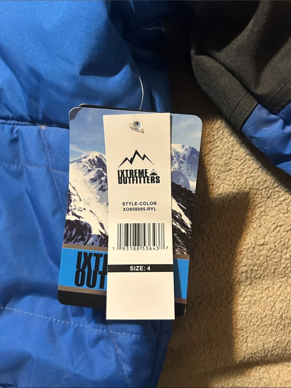 Kids Ixtreme Outfitters Blue and Black Puffer Jacket with Faux-Fur Hood
